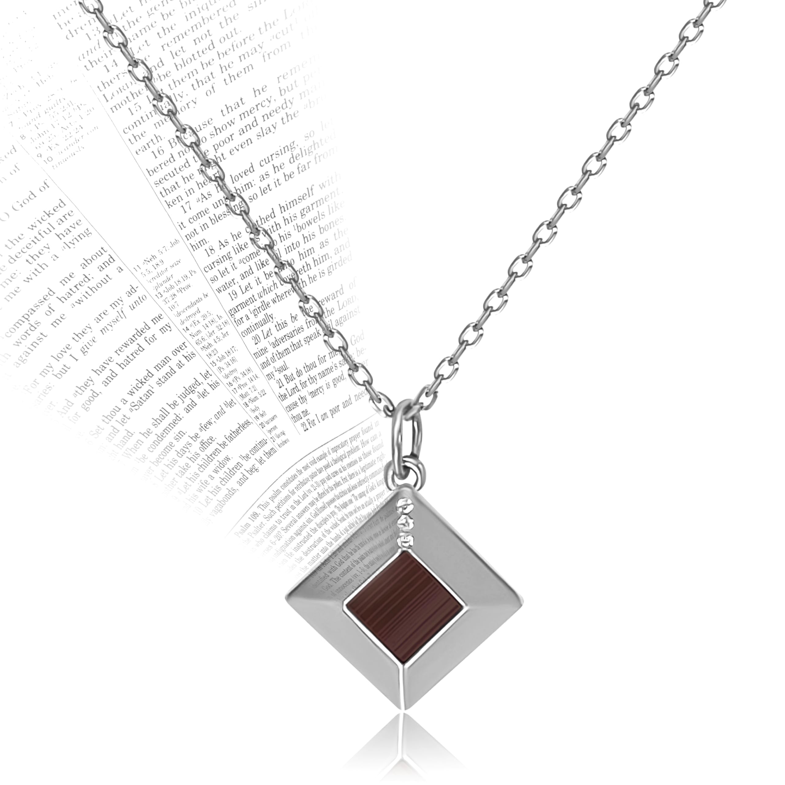 Sterling Silver Nano Bible Necklace for Women : World's Smallest New Testament Pendant For Her - Engraved with 27 Books Using Nano Technology. A