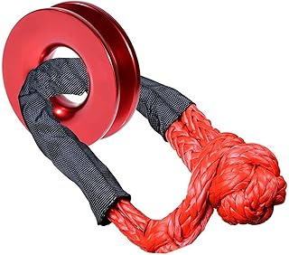 FizLig Winch Snatch Recovery Ring - Synthetic Winch Rope | Snatch Ring Soft Shackle | Winch Accessories for UTV ATV SUV Truck Recovery (41000 lb, Red Ring & Red Shackle)