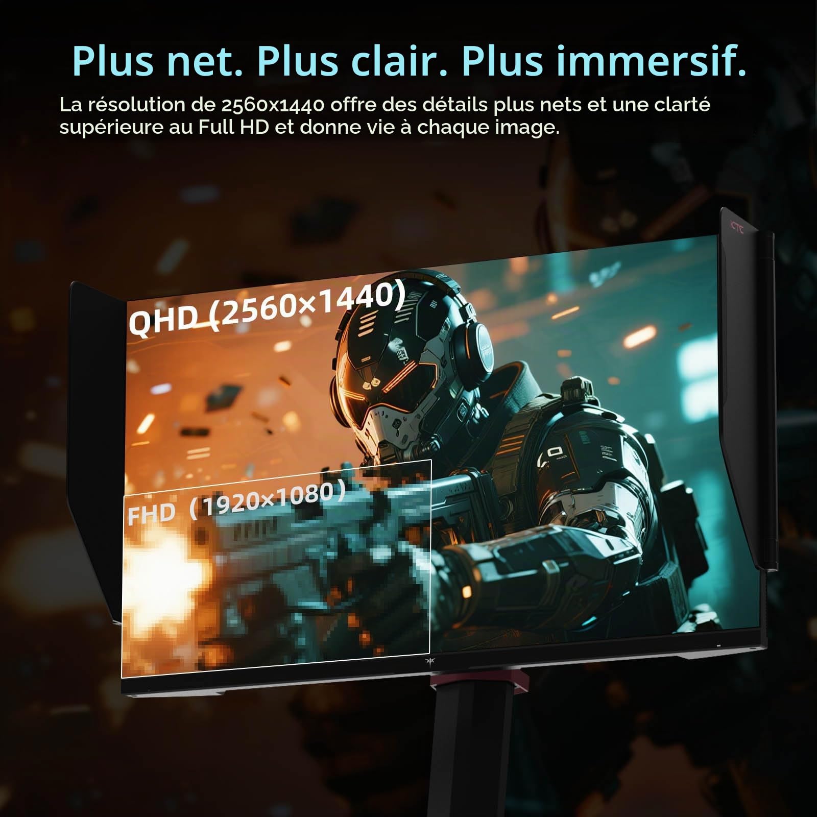 KTC 27'' Ecran PC Gamer, 275Hz 240Hz Écran, Fast IPS Moniteur Gaming, QHD 2K 2560 x 1440p, 1ms, Freesync & G-Sync, 100% sRGB, HDR400, Faible lumière Bleue, VESA 100x100, DP1.4/HDMI 2.0, H27E8