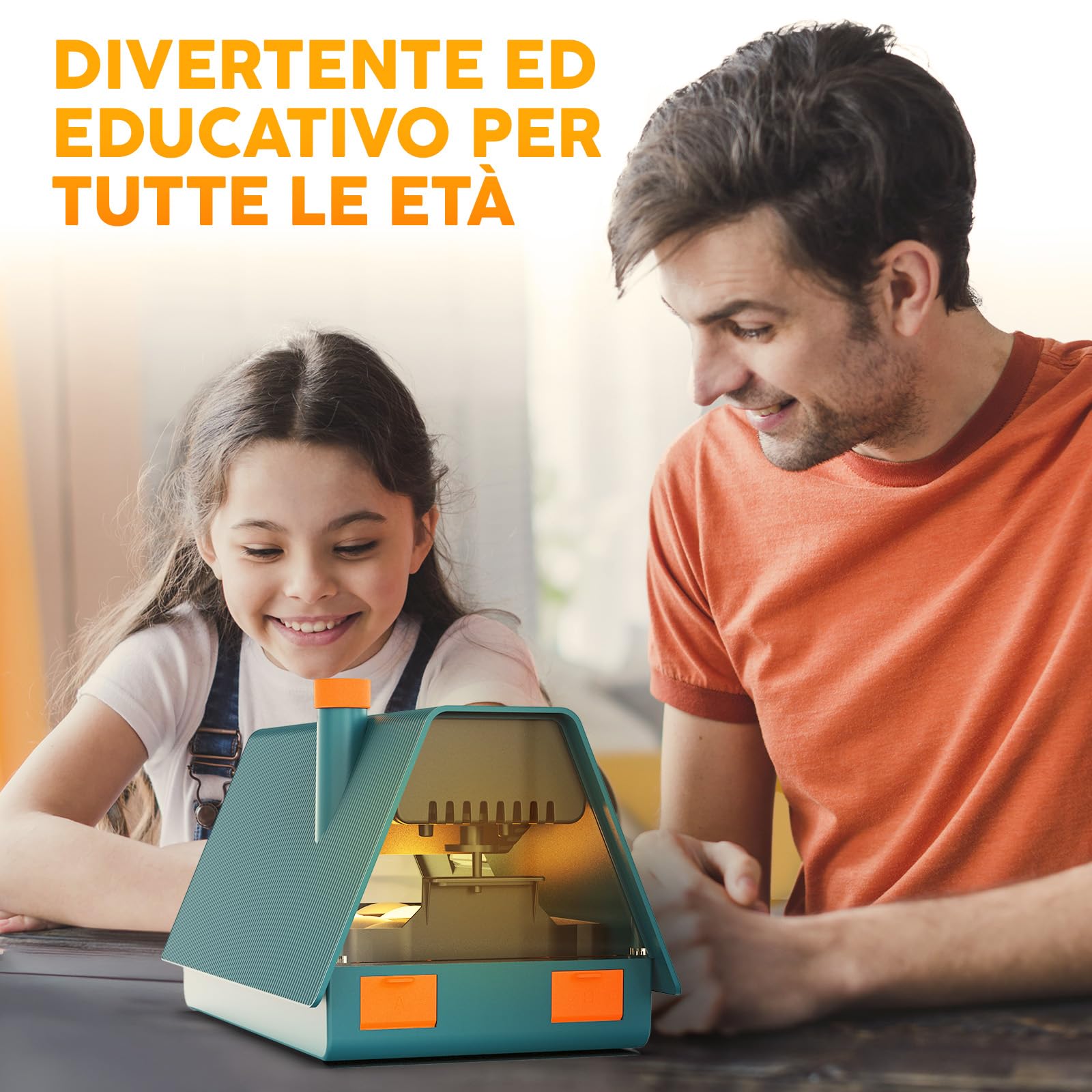 Okkobi M10 Incubatrice per Uova - Ideale per tutte le età - Incubatrice per Uova Automatica Piccola con Girauova Automatico e Controllo Umidità - Lampada per Uova - 10 uova - Verde e Arancione