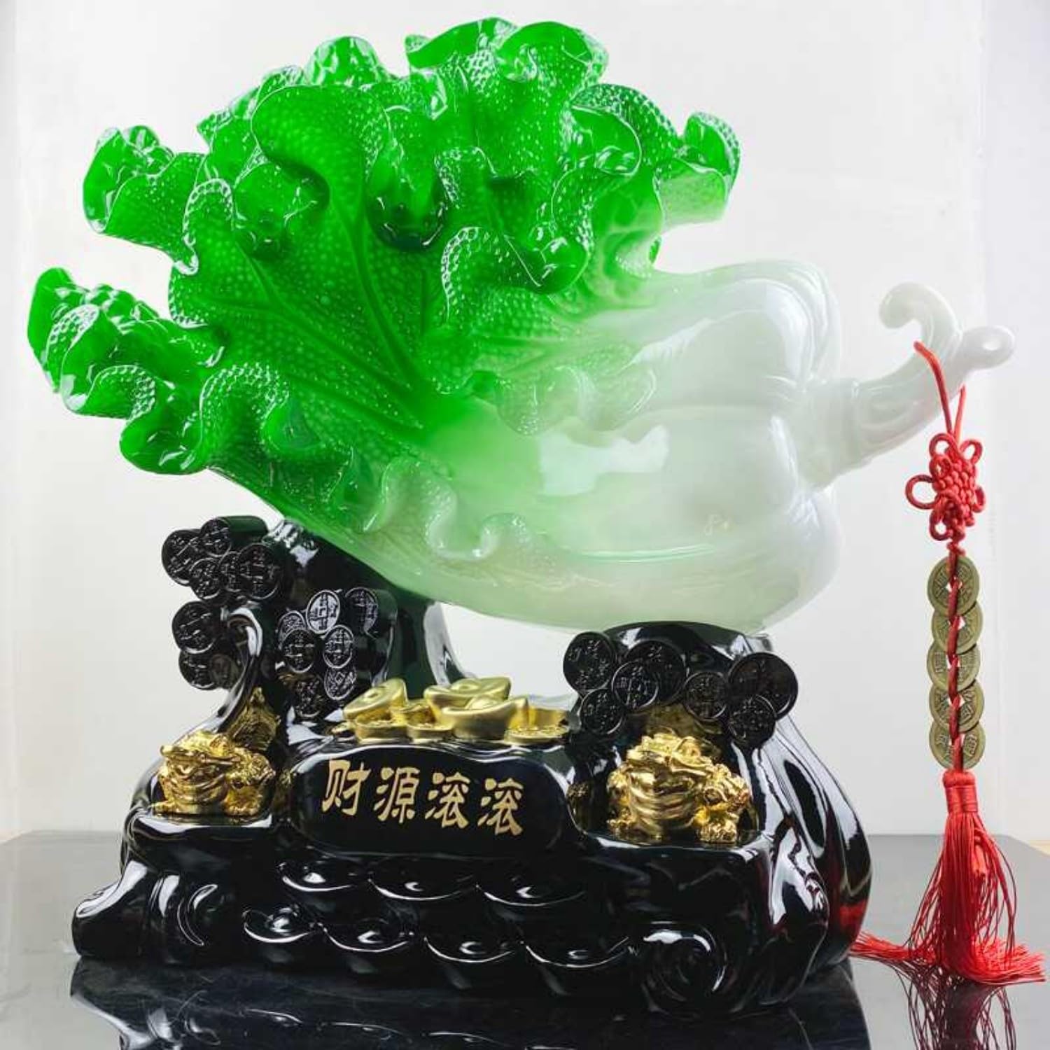 Fengshui Attracting Wealth for Living Room Bedroom Decorations,白菜摆件 树脂仿玉财源滚滚玉白菜摆件