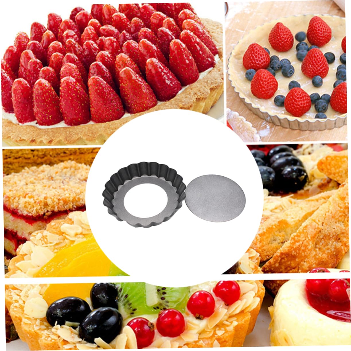 SOLUSTRE 2 Pcs Non Stick Mini Tart Pan Round Baking Tray with Removable Bottom for Easy Cake and Bread Making Portable Baking Mold and present Giving