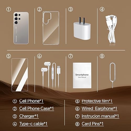 Miniatura 8 de Echoamo Teléfono celular C25 Ultra Desbloqueado, Smartphone Android 14 Snapdragon 8 Gen 2 Octa-Core, 4GB+128GB, batería 6800mAh, 90Hz FHD+ Pantalla