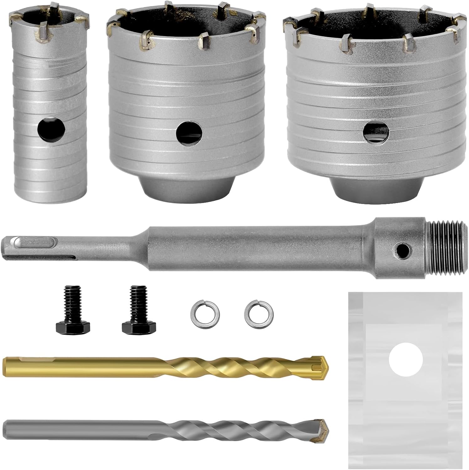 30 65 75mm Concrete Hole Saw, Wall Hole Saw with 220mm SDS Plus Shank Connecting Rod, Wall Hole Drill Bit for Stone Wall Foam Brick Home Improvement