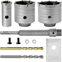 30 65 75mm Concrete Hole Saw, Wall Hole Saw with 220mm SDS Plus Shank Connecting Rod, Wall Hole Drill Bit for Stone Wall Foam Brick Home Improvement