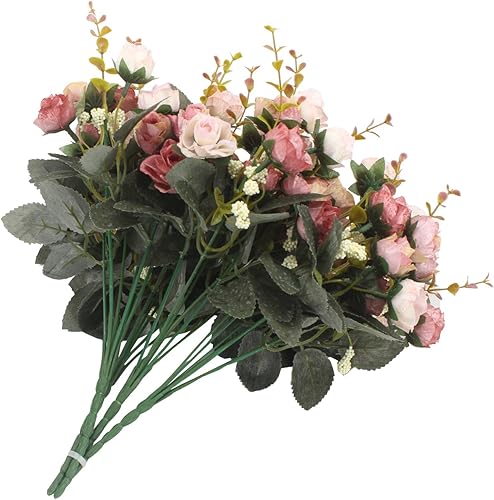 Miniatura 9 de Ramo de flores artificiales Duovlo de 7 ramas con 21 cabezas para decoración de bodas, hogar, oficina, paquete de 4
