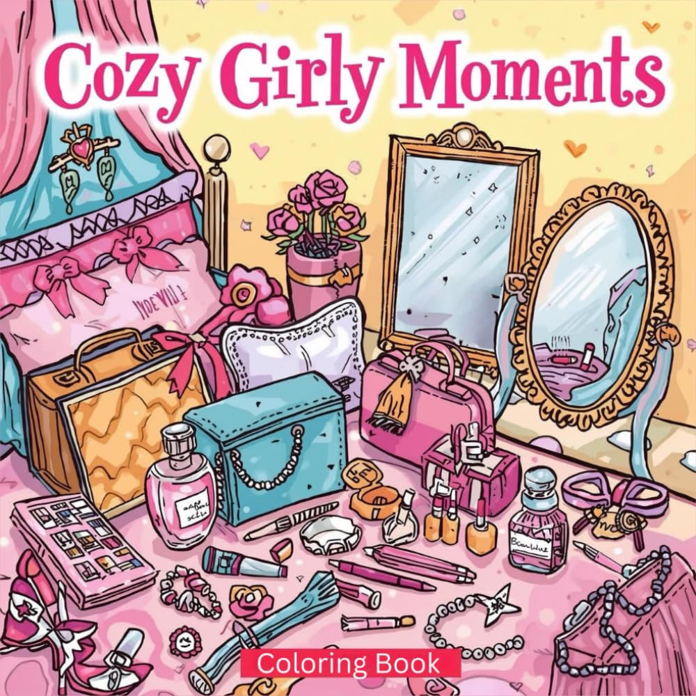 Cozy Girly Mmoments: A Cozy Hygge Coloring Book with Cute Girly Scenes for Teens and Women, Perfect for Relaxation and Stress Relief