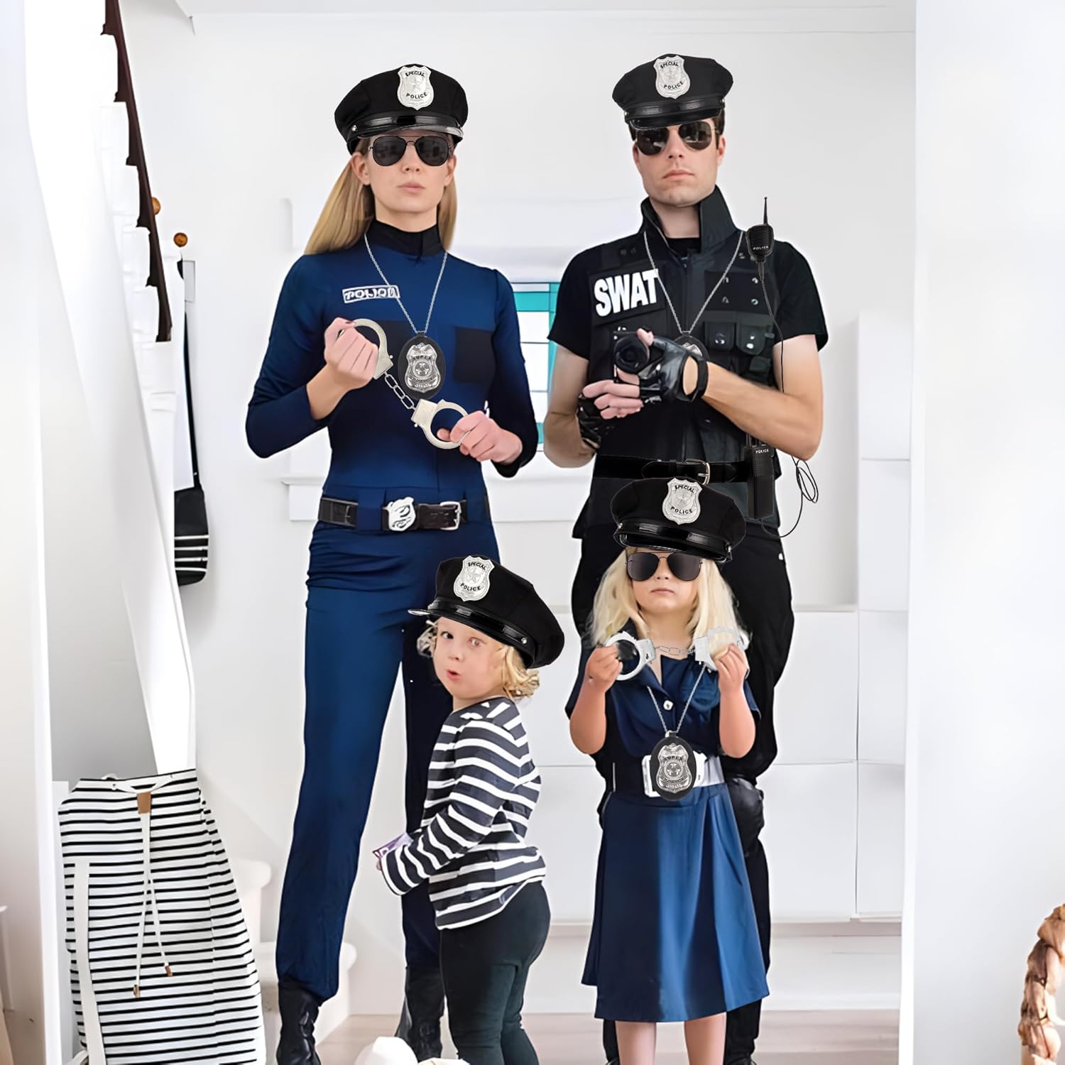 Police Costume Accessories Police Hat Badge Sunglasses Set Halloween Cop Swat Costume - Image 7