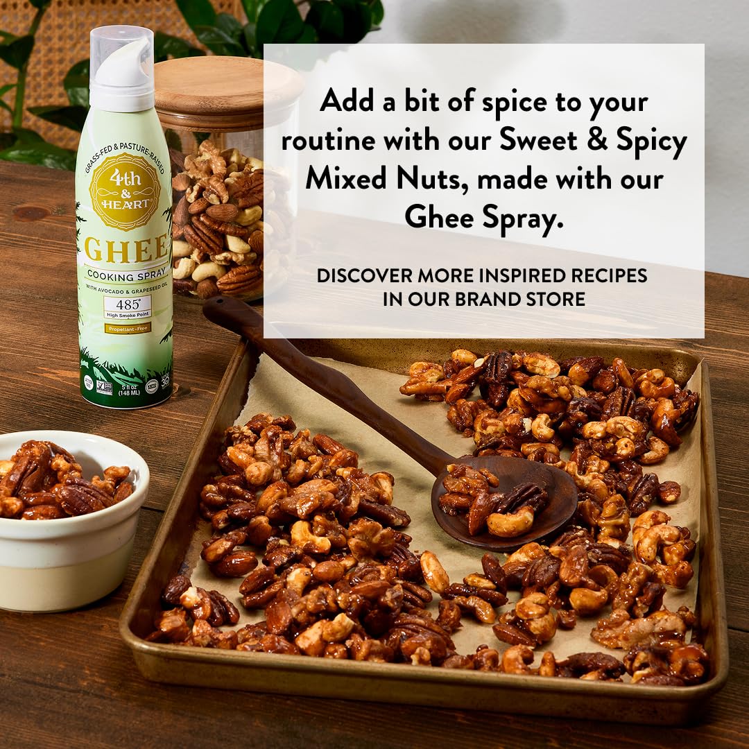 4th & Heart Spray da cucina Ghee, olio spray antiaderente realizzato con burro chiarificato al pascolo, senza lattosio, 141,7 g