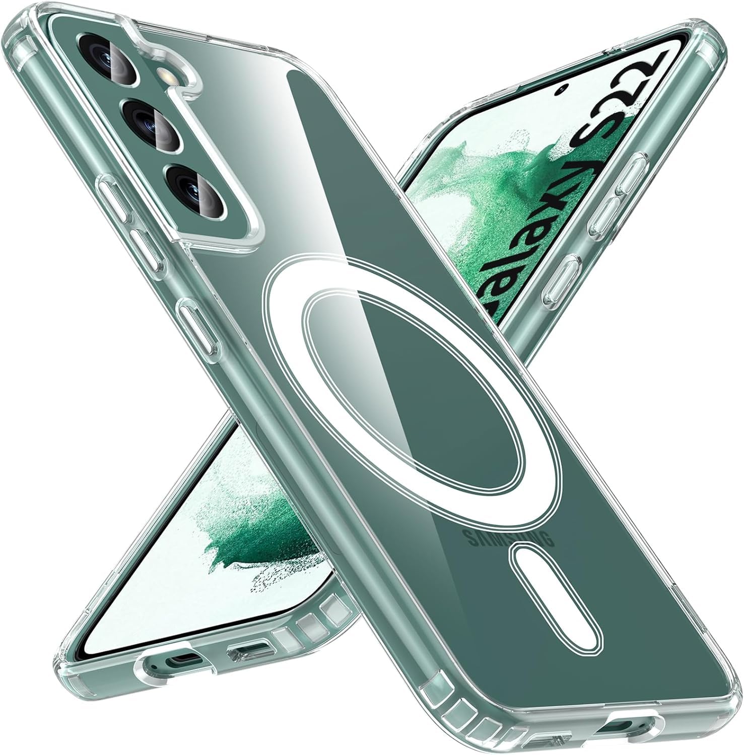 Zhendecase Case for Samsung S22, Galaxy S22 Case Compatible with Magsafe, [Military Drop Protection] Magnetic Shockproof S22 Phone Case Transparent