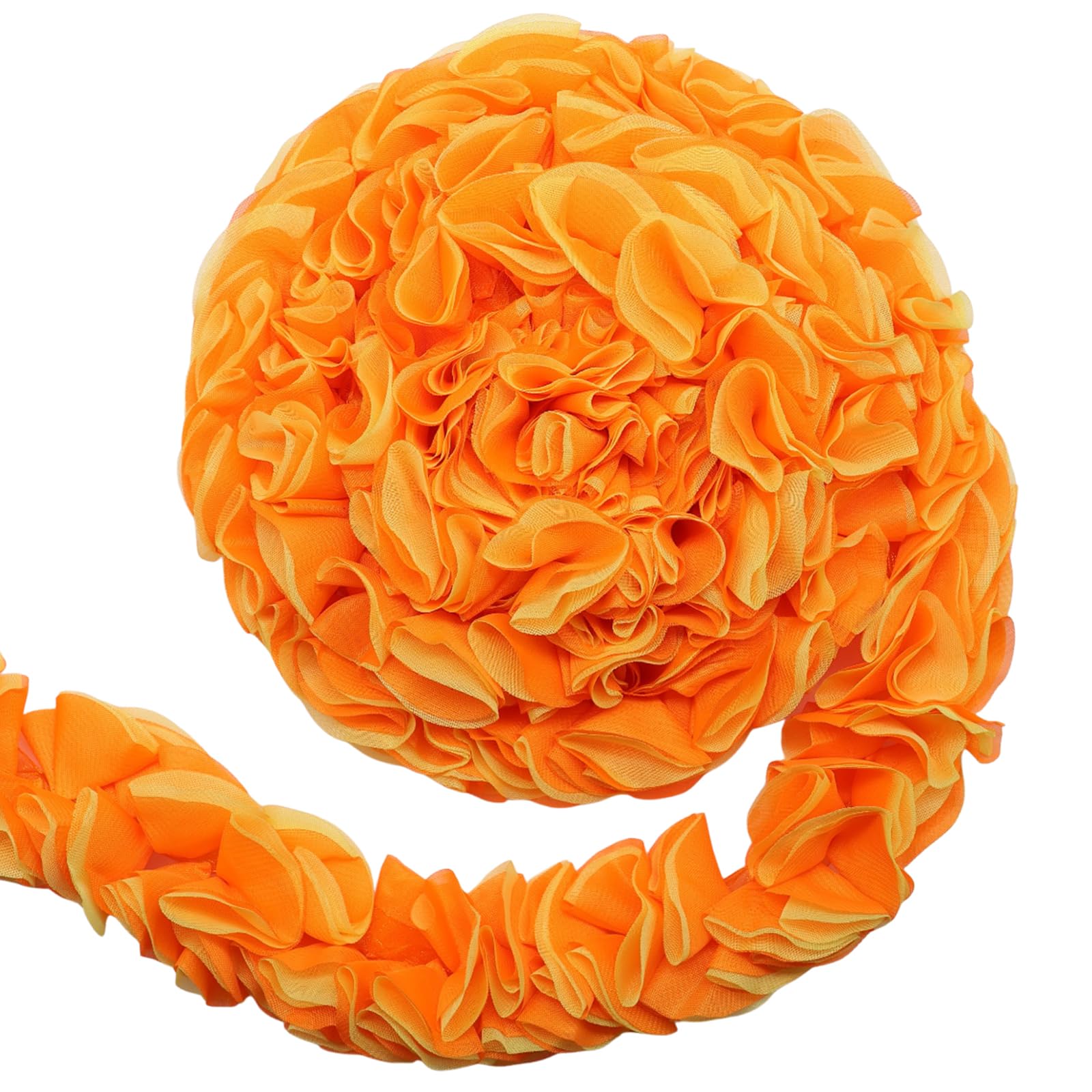 Ruban en dentelle plissée 3D Yalulu orange de 4,6 m pour couture et robe