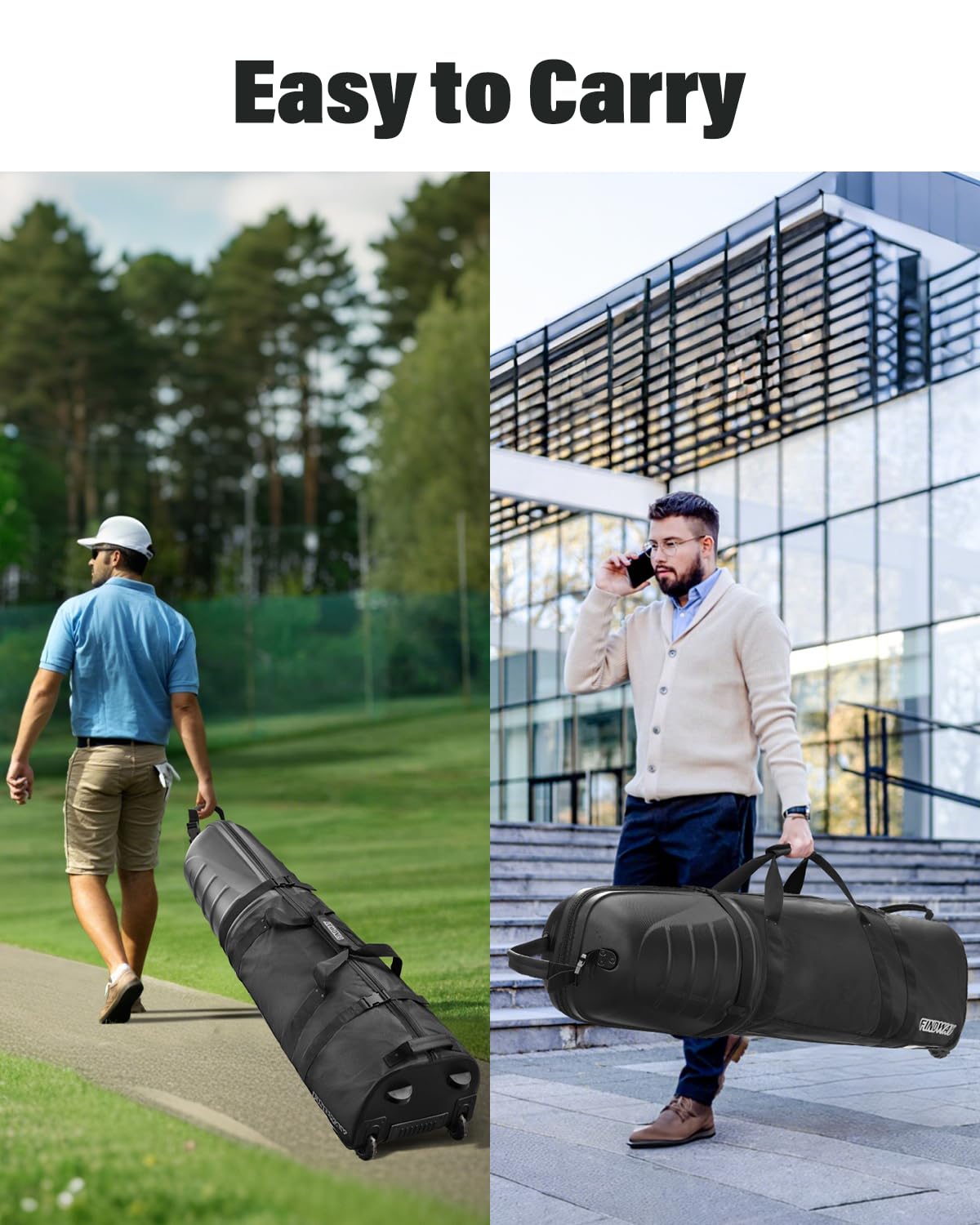 Findway Sac de Voyage pour équipement de Golf avec Roues et Coque Rigide Supérieure - Protection pour Clubs de Golf, Durable, Léger et Portable, pour Avion, Compagnies Aériennes et Voyages
