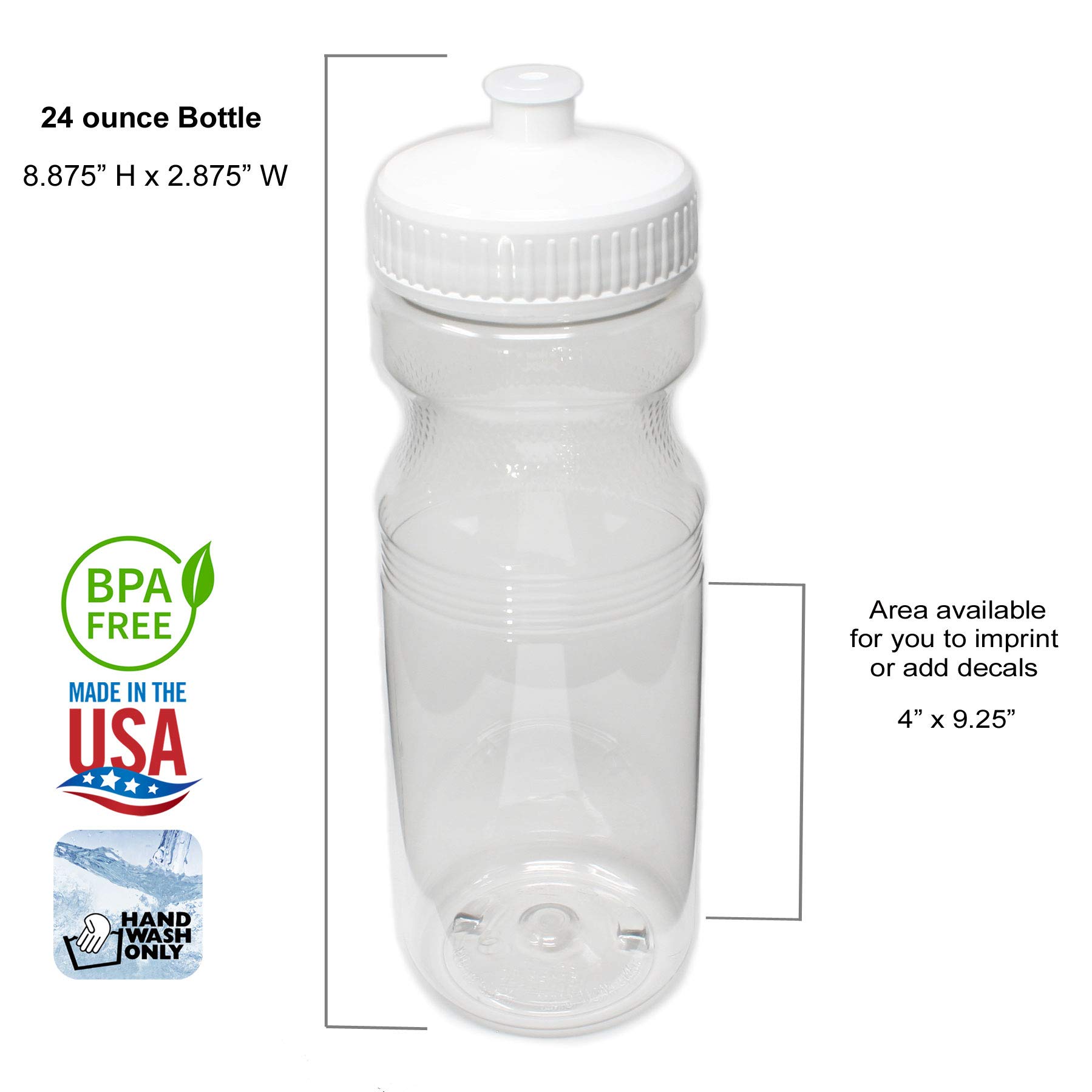 Rolling Sands Trinkflaschen aus Kunststoff, BPA-frei, transparent, 680 ml, 10 Stück, hergestellt in den USA