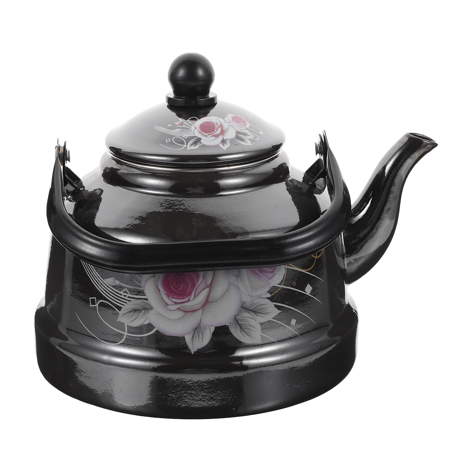 Hervidor de Agua de Cocina 1.7l de Esmalte Negro Estilo Retro