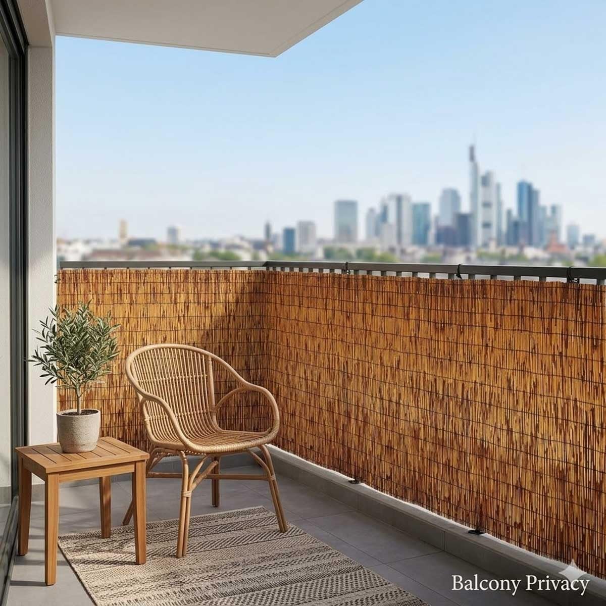 Valla De Jardín Exterior, Pantalla De Privacidad Balcón Cañizo Natural, Pantalla De Ocultación Estilo Bambú para Patio, Cortavientos Y Decoración De Terraza(H100xL950cm)