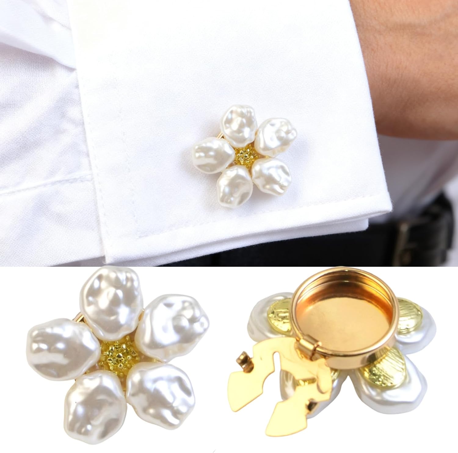 Detachable Floral Button Jewelry Clips for Blouses, No-Sew image 3