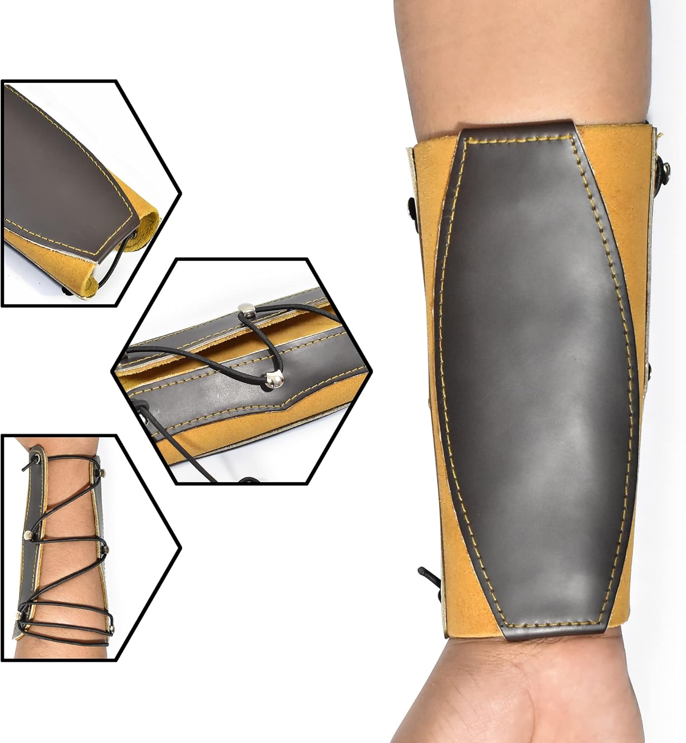 UNIVERSE ARCHERY Genuine Leather Traditional Archery Arm Guard - Protective Forearm Bracers and Gloves for Shooting, Hunting, Bow Sports - Genuine Cowhide Sleeve Protectors Medieval Style. : Sports & Outdoors
