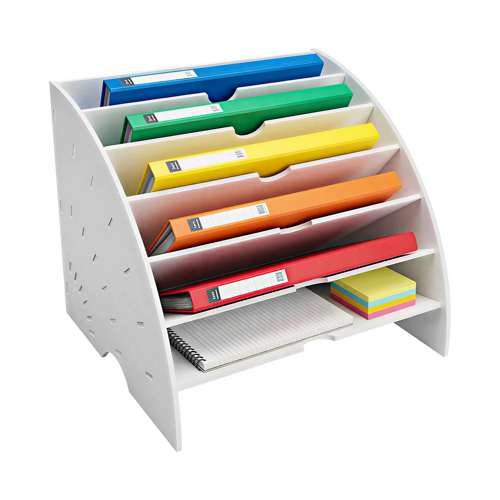 Rangement documents A4 blanc en WPC à 6 niveaux pour l'organisation efficace du bureau