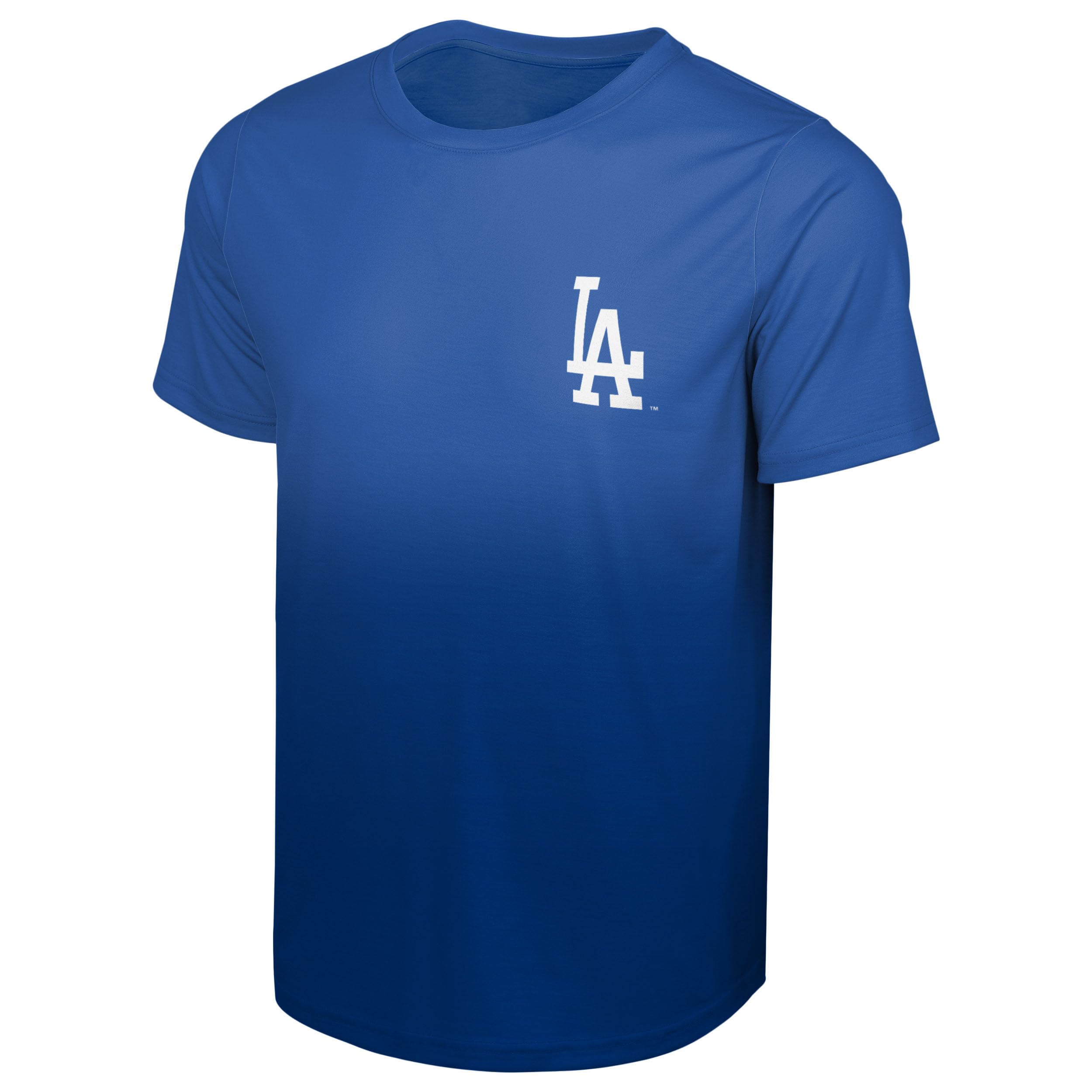 FOCO MLB Men's Official Primary Logo Premier Performance Gradient T-Shirt, Los Angeles Dodgers - Blue, Large