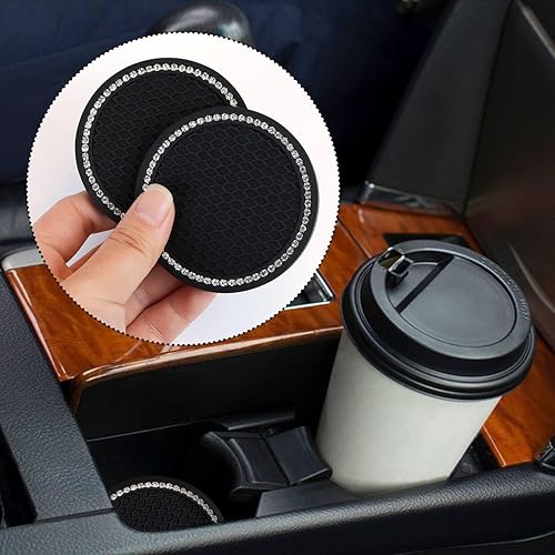 Miniatura 4 de Paquete de 4 posavasos para automóvil, posavasos universales con diamantes de imitación para automóvil, accesorios interiores de automóvil para