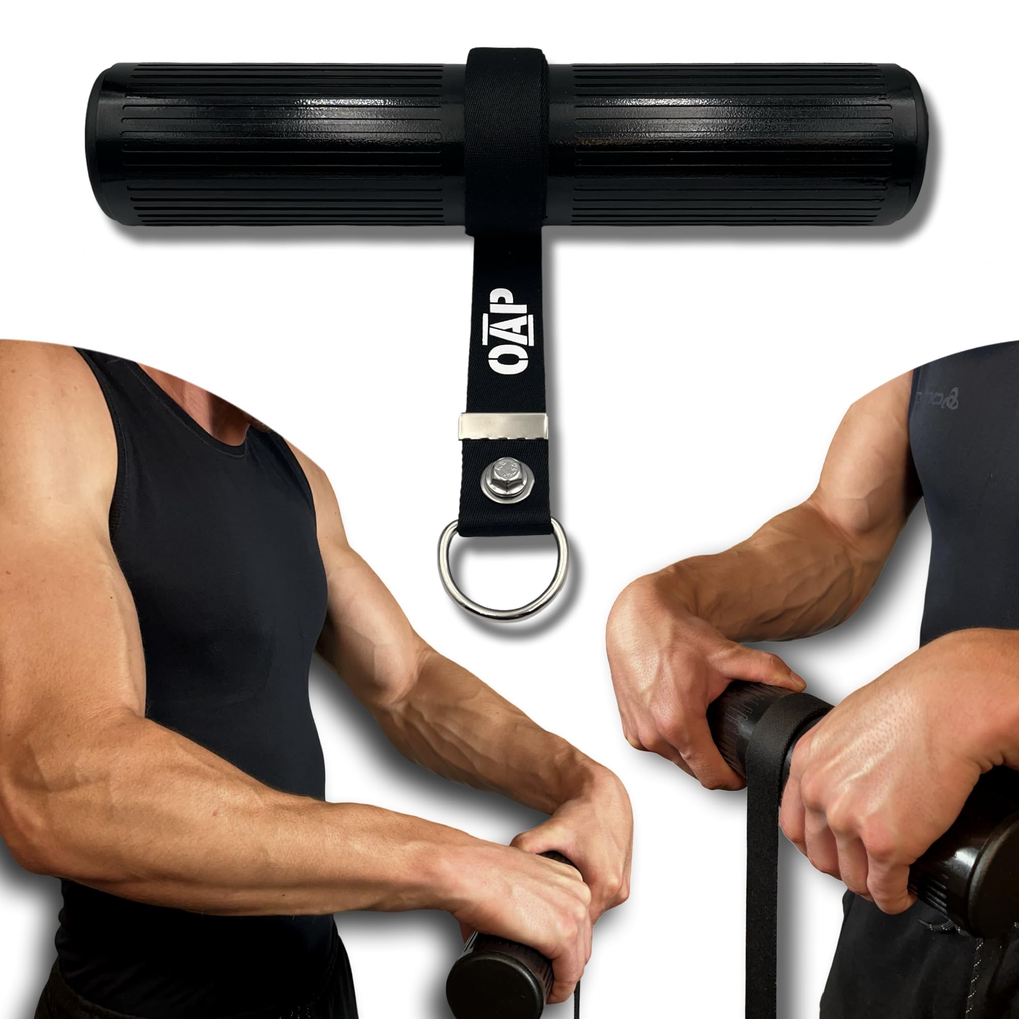 OAP Premium ⌀60 mm Fat Grip Wrist Roller – Rullo presa spessa per forza avambraccio, mano, 100% Made in Germany, compatibile con pin carico e pesi liberi – Ideale per palestra, home gym, allenamento