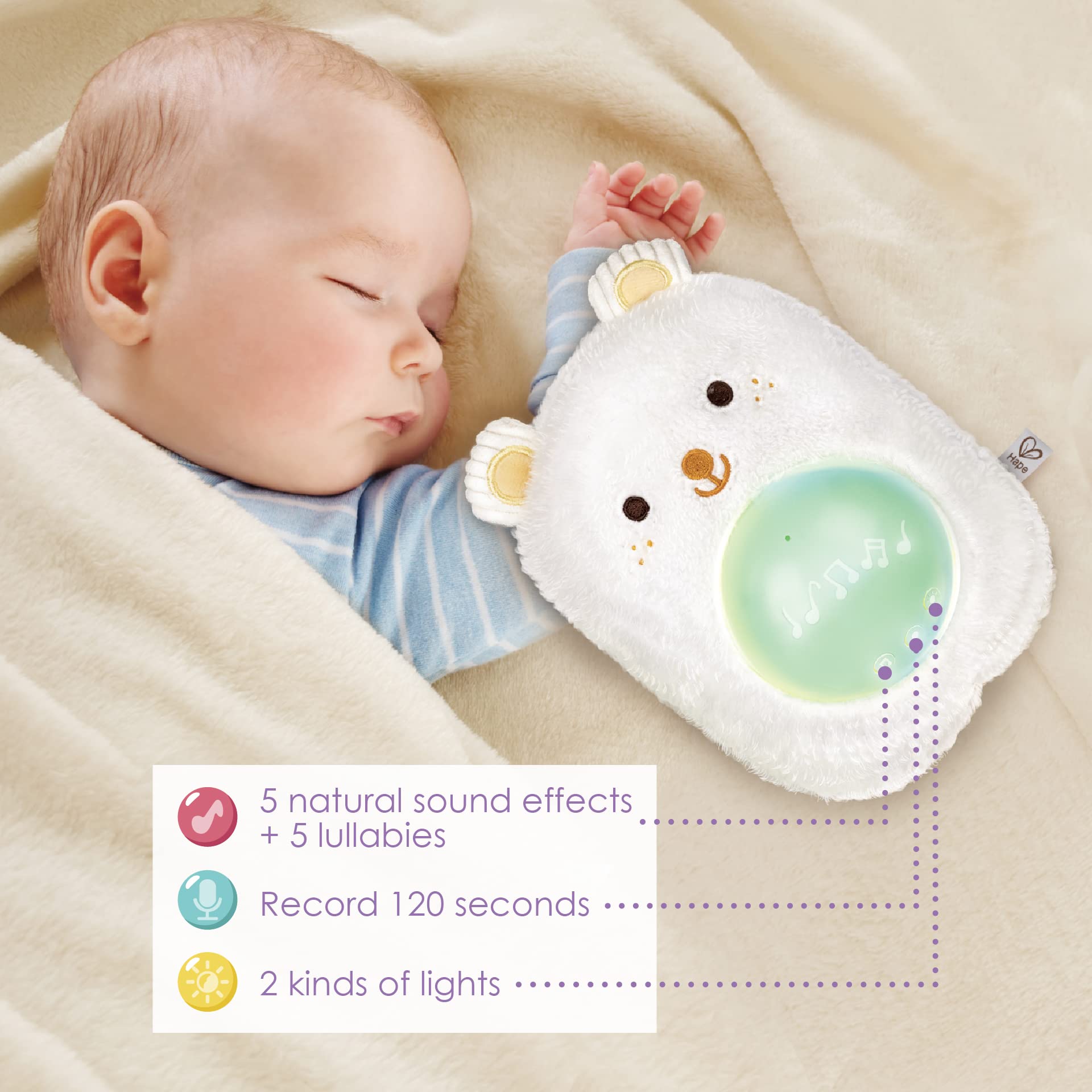 Hape My Music Pal-Huggy Bobo | Przenośna maszyna dźwiękowa Baby White Noise Sound Machine, dla niemowląt w wieku od 0 miesięcy