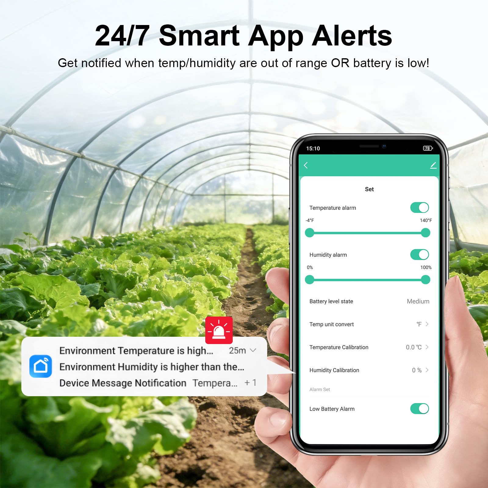 Thermomètre Hygromètre WiFi IP65, Capteur Température et Humidité avec Alerte App, Intérieur Extérieur, Données Exportables 1 An, pour Serre, Cave, Maison