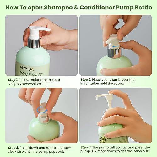 Miniatura 6 de Juego de champú y acondicionador para el crecimiento del cabello con aceite de árbol de té, menta y biotina, limpia y ayuda a fortalecer el cabello