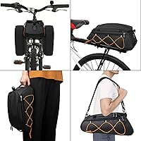 Vista 5 de MOSISO Bolsa para Portabicicletas con 2 Alforjas Extraíbles, Bolsa de Mano Refrigeradora Impermeable para Maletero de Bicicleta con Almacenamiento