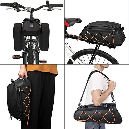 Miniatura 5 de MOSISO Bolsa para Portabicicletas con 2 Alforjas Extraíbles, Bolsa de Mano Refrigeradora Impermeable para Maletero de Bicicleta con Almacenamiento