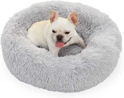 Miniatura 55 de Cama relajante de 30 pulgadas para perros medianos, color gris oscuro, cama lavable y antiansiedad Verde militar,Beige,Negro -,Marrón,Dary café,Gris