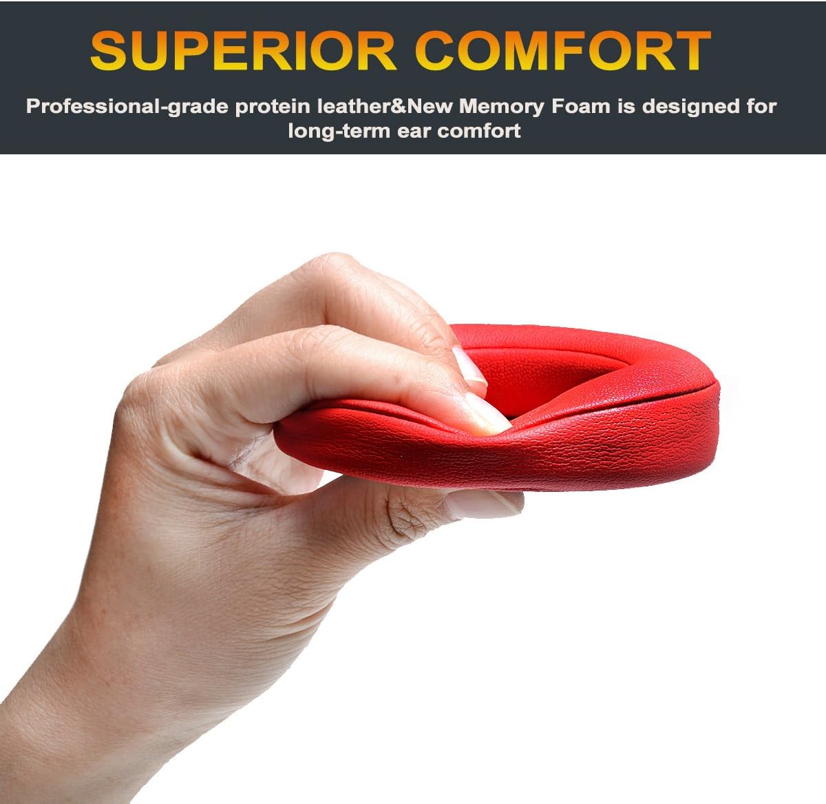 Red Replacement Earpads, AGPTEK 2 Pieces Foam Ear Pad Cushion Compatible with Beats Solo 2 Wireless Headphone