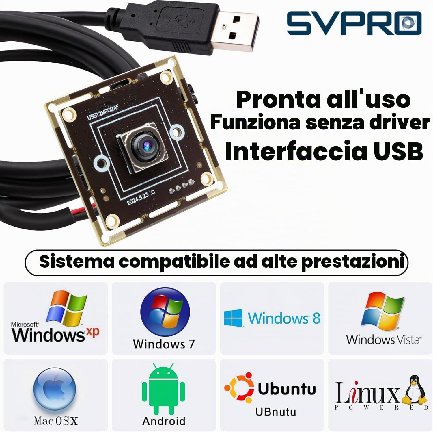 Svpro Modulo fotocamera USB 12 MP AF 4K 30fps Webcam Board per computer UVC USB2.0 1080P 60fps PDAF PC Camera IMX362 Machine Vision Telecamera industriale