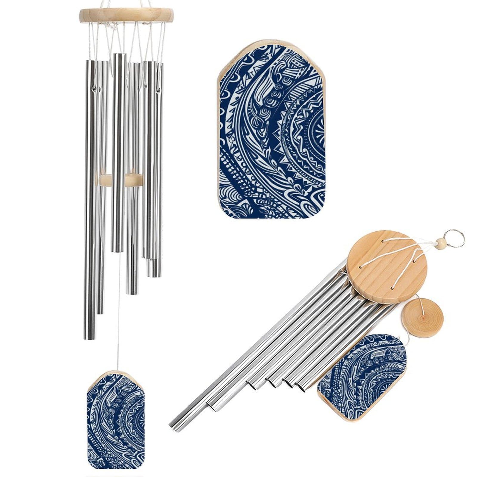 Carillon à vent extérieur 52cm bleu maori déco terrasse jardin et tube aluminium mélodie profonde