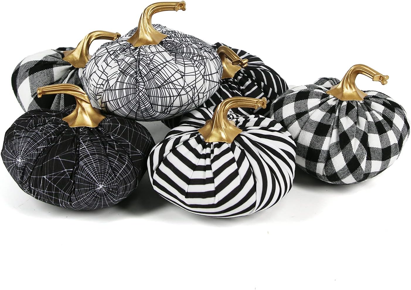 Tinsow 6 Pcs Fabric Pumpkins Halloween Decoration, 4.7
