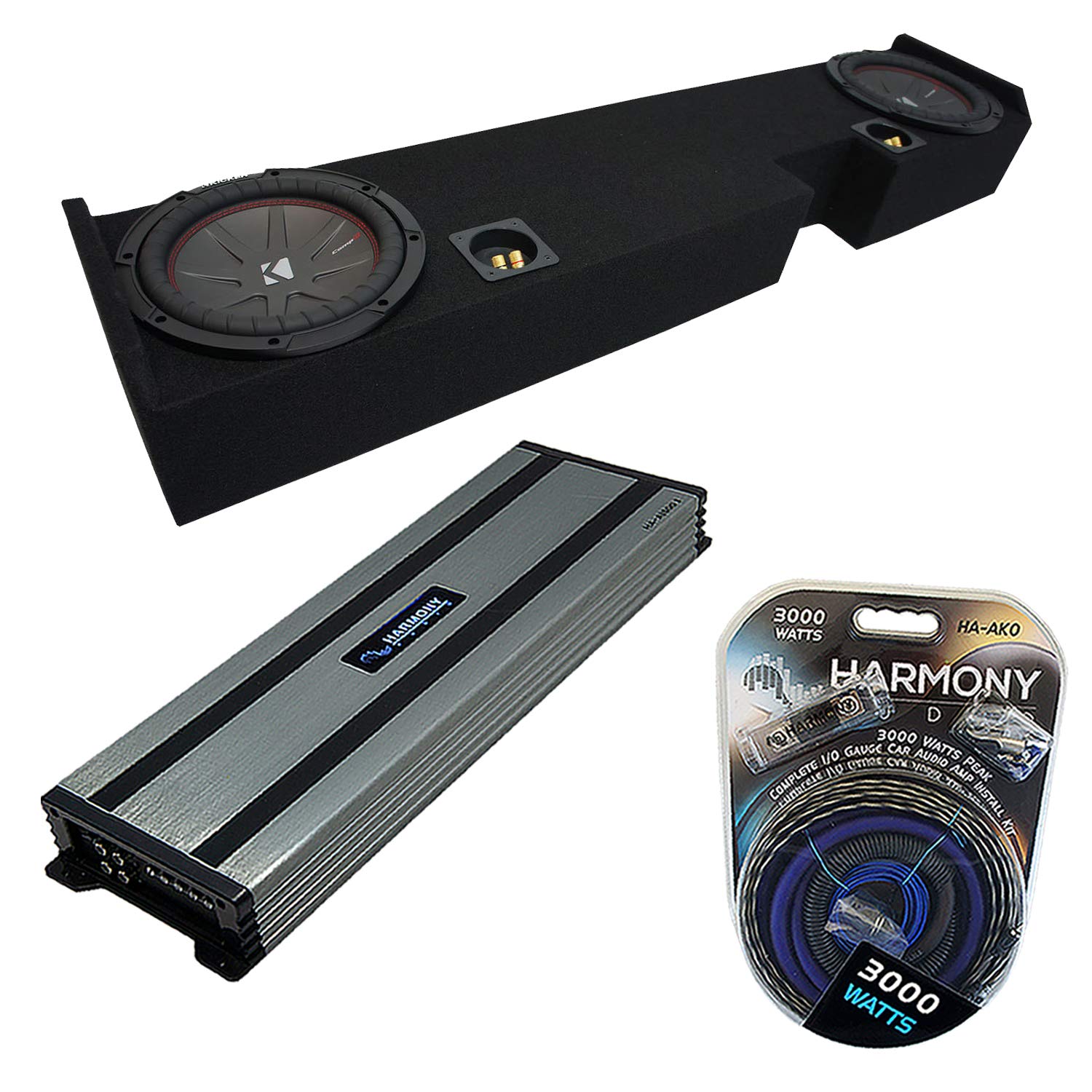 Harmony Audio HA-A1500.1 Compatible with Ford F250 F350 Extended/Super Cab Truck 2001-2014 Class D 3000W Sub Amp, 43CWR102 10