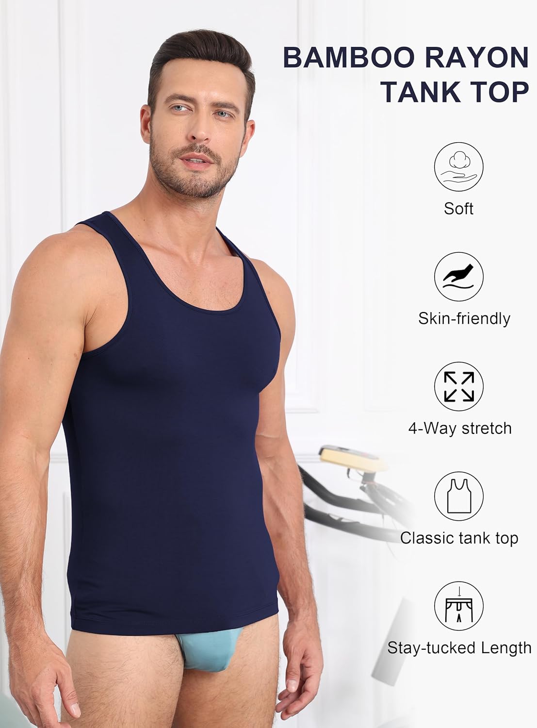 COLORFULLEAF Men's Bamboo Rayon Undershirts Tank Tops Men Crew Neck Stretchy Tank Shirts Pack(1 or 3) - Image 4