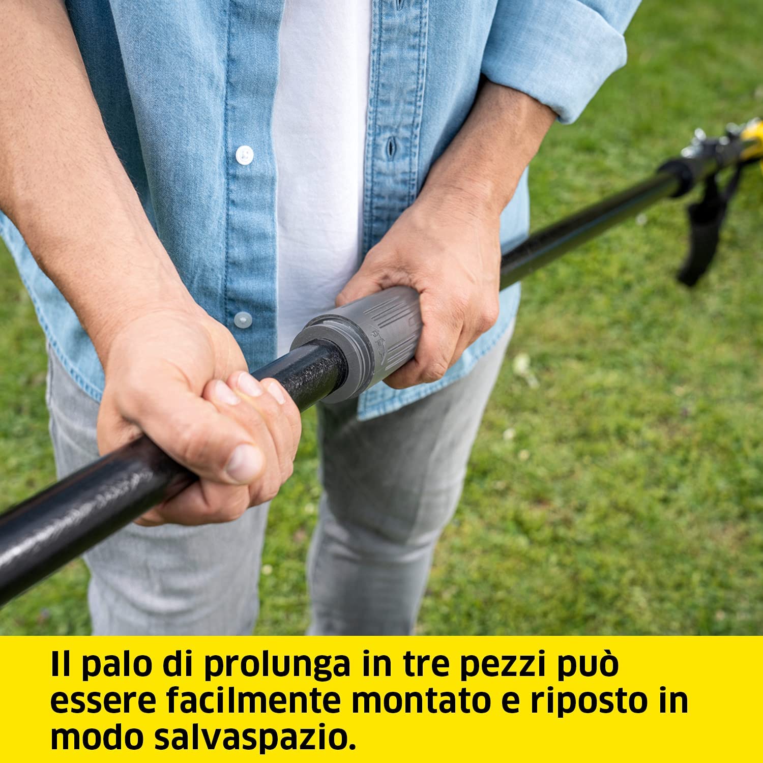 KÄRCHER Seghetto telescopico a batteria PSW 18-20, barra di guida 20 cm, lubrificazione automatica catena, autonomia 80-160 tagli, utilizzabile con la batteria KÄRCHER da 18 V (non inclusa)