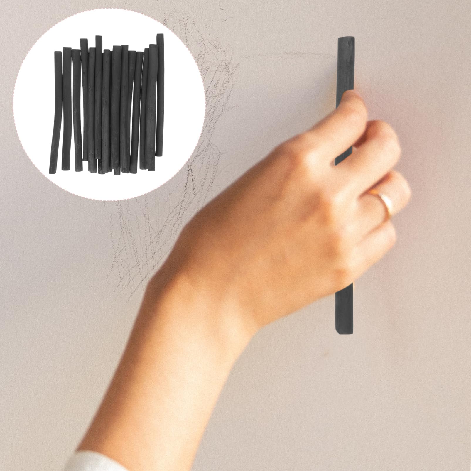 NUOBESTY 60piezas Lápices De Comprimido Para Artistas Palos De Dibujo Willow Para Sombreado y Esbozo Para Artistas y Aficionados