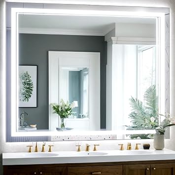 40x 32 Bathroom Led Vanity Mirror with 3 Colors Light, Dimmable Touch Switch Control, Anti-Fog Wall Mounted Makeup Mirror for Wall Horizontal