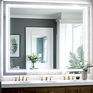 Homedex 40”x 32” Bathroom Led Vanity Mirror with 3 Colors Light, Dimmable Touch Switch Control, Anti-Fog Wall Mounted Make...
