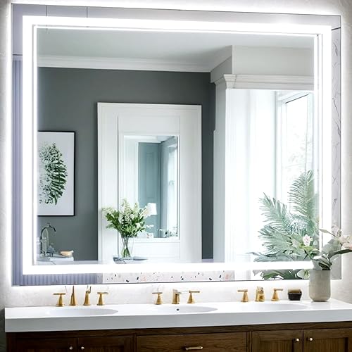 40”x 32” Bathroom Led Vanity Mirror with 3 Colors Light, Dimmable Touch Switch Control, Anti-Fog Wall Mounted Makeup Mirror for Wall (Horizontal