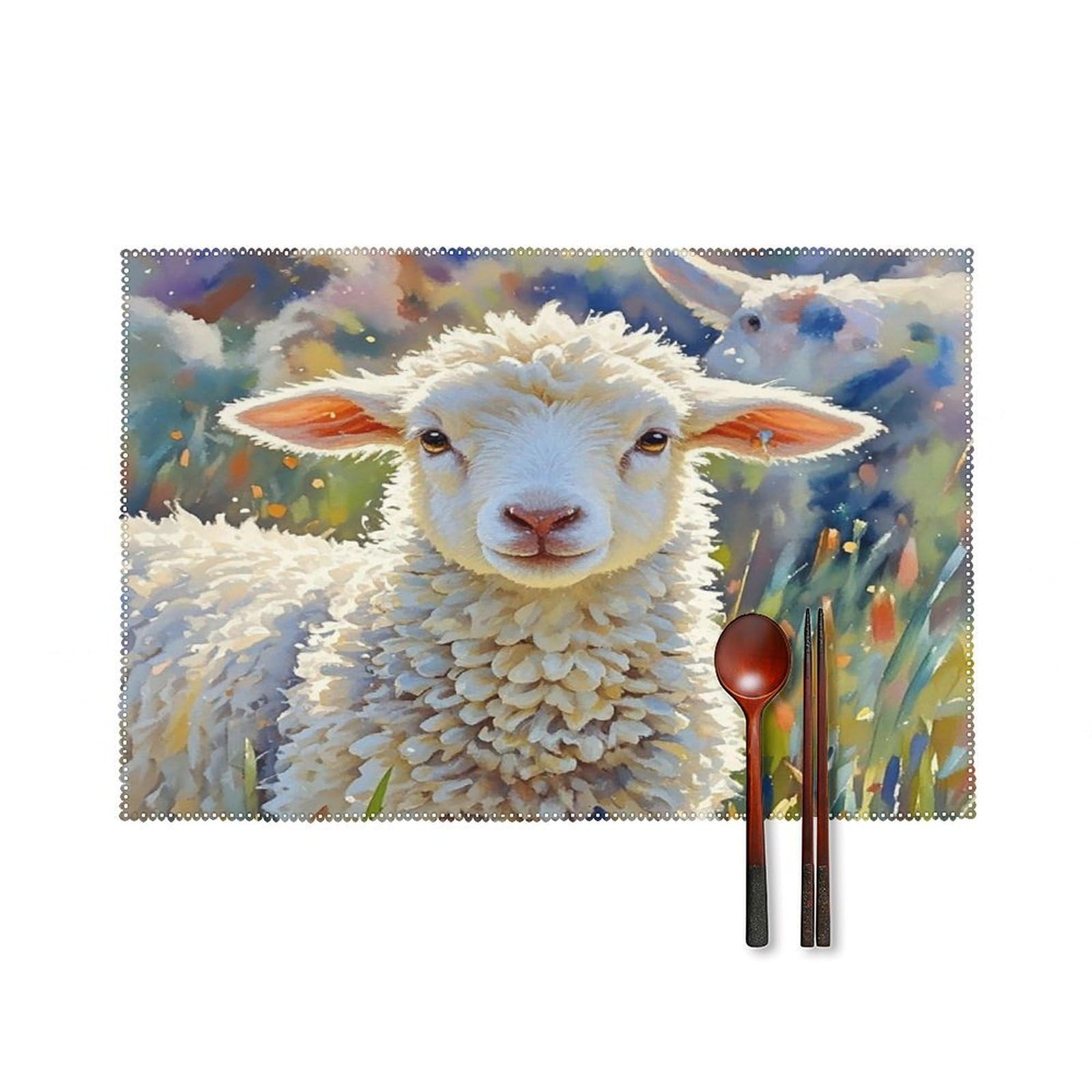 Color Sheep Placemats Washable Canvas Place Mats Decoration Placemat for Dining Table Easy to Clean Tables Mat Set of 6 for Kitchen Dining Room Coffee Table