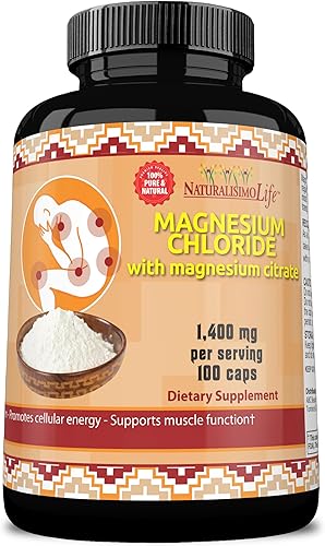 Cloruro de Magnesio 0.03 onzas, 100 Cápsulas de alta absorción con citrato de magnesio