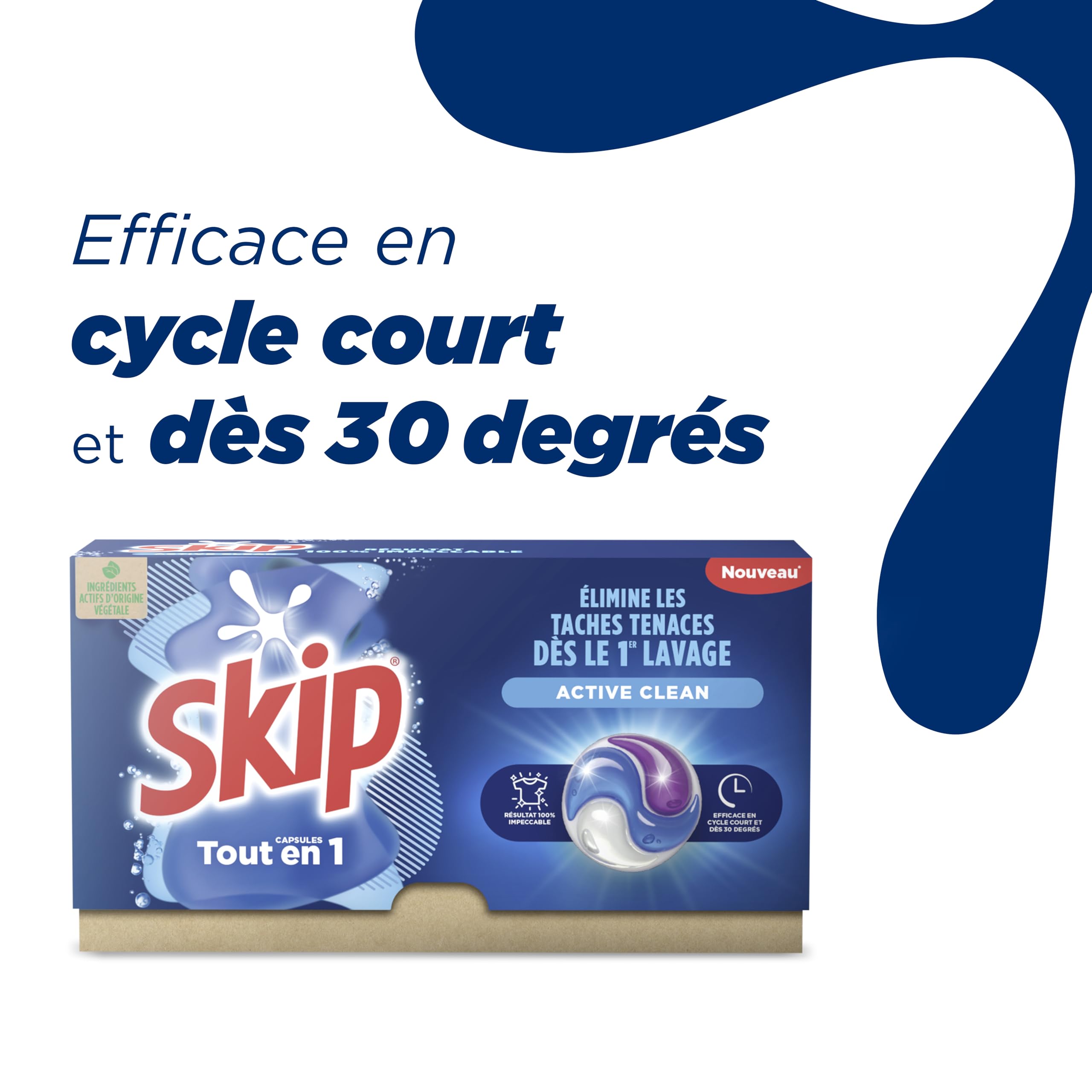 SKIP - Lessive liquide en capsules Active Clean 3 en 1 - 114 lavages - fraîcheur longue durée - sans emballage plastique (lot prOMO de 3x38)