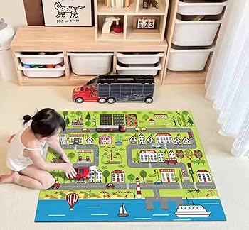 Amazon.co.jp: キッズ空港滑走路飛行機プレイマット、教育的車