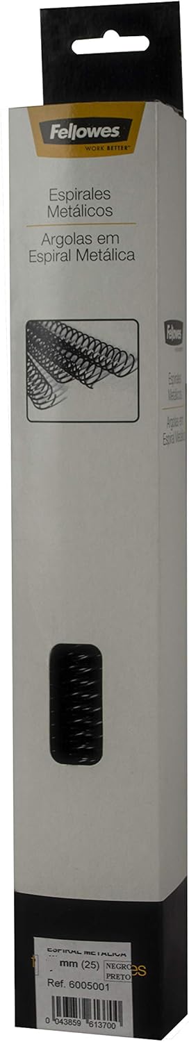 Fellowes – 25 Spiral Metal for Binding, 5: 1, 59 Holes, Black 14 mm Black