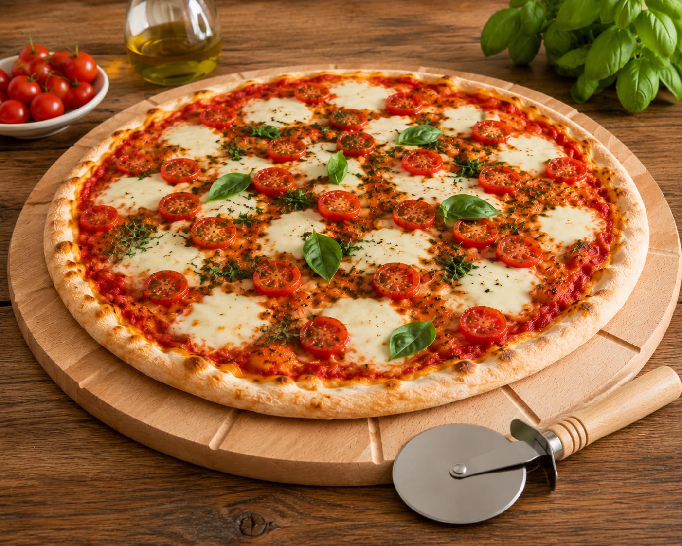 Bisetti - Set per pizza e crepe, grande, in legno