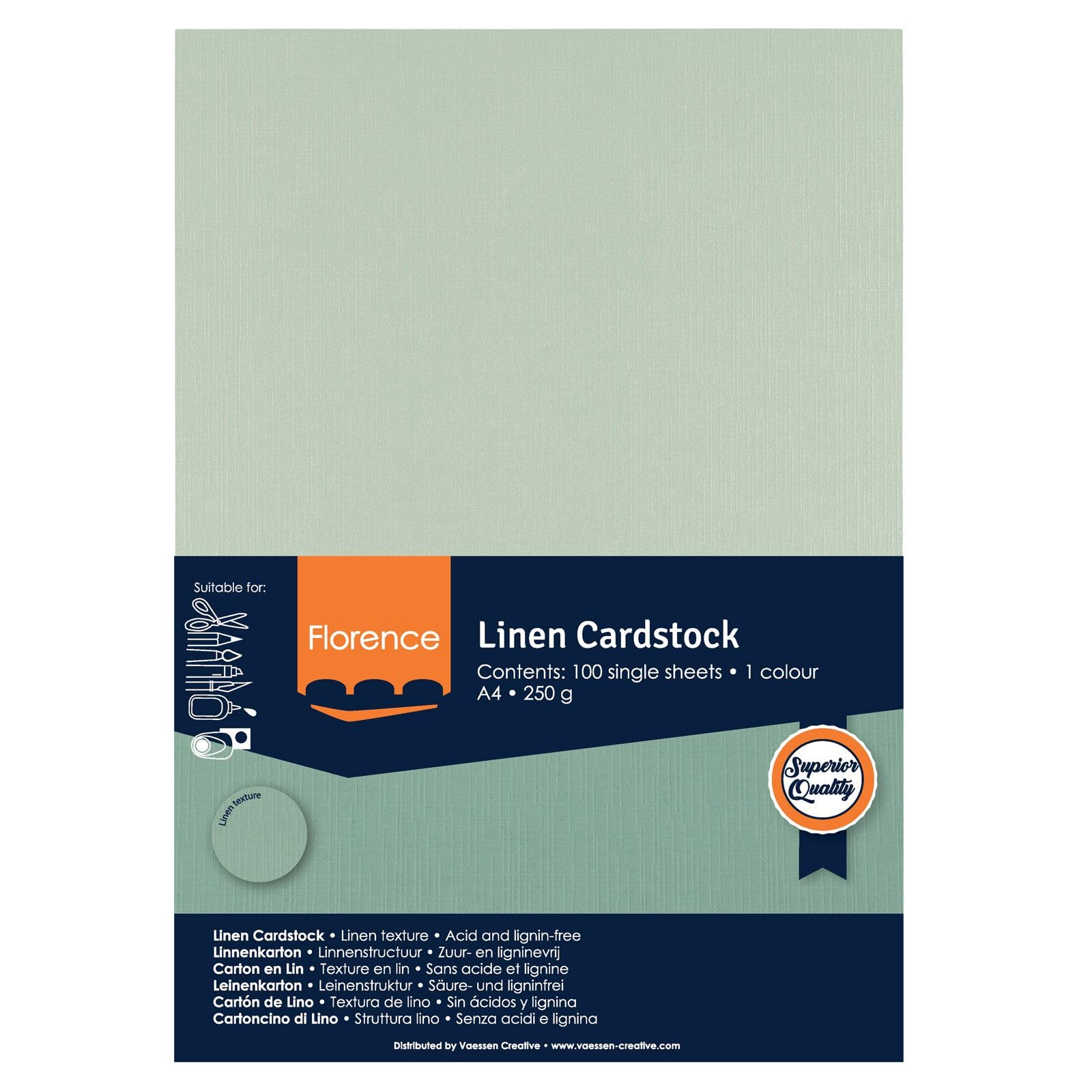 Florence Cartoncino di Lino A4-100 pz - Aqua (Blu) 250 g - Creazione di Biglietti, Scrapbooking – Inviti Eleganti, Scatole da Regalo e Progetti Artistici - Pesante e Resistente