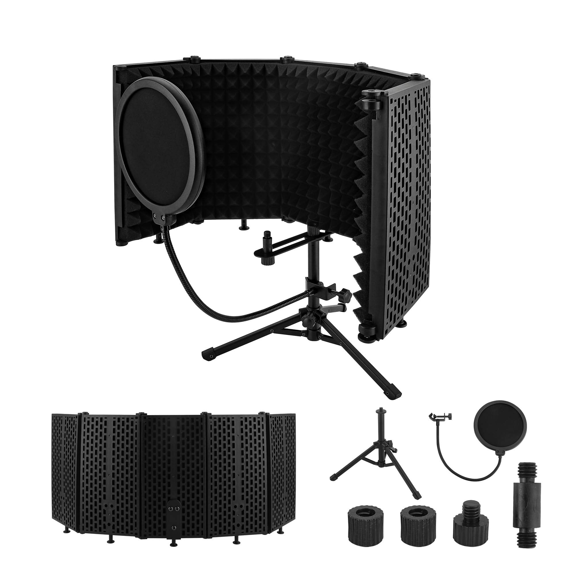 Recording Microphone Isolation Shield with Pop Filter, High Density Absorbent Foam to Filter Vocal, Foldable Sound Shield for Blue Yeti (PVB5DS)